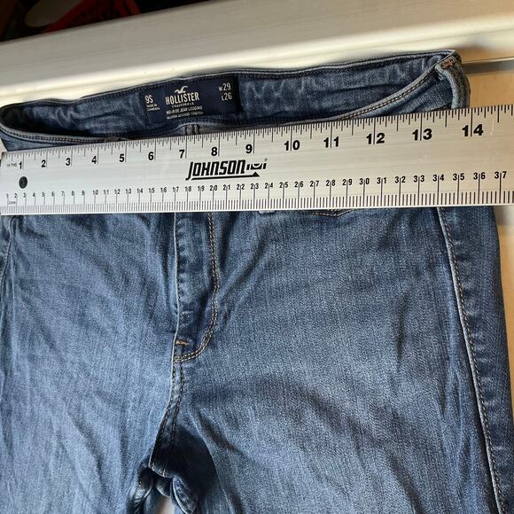 Hollister Women Jeans Leggings size 9S / W29 L26 Blue Mid Rise Stretch Boot Cut - Picture 3 of 10